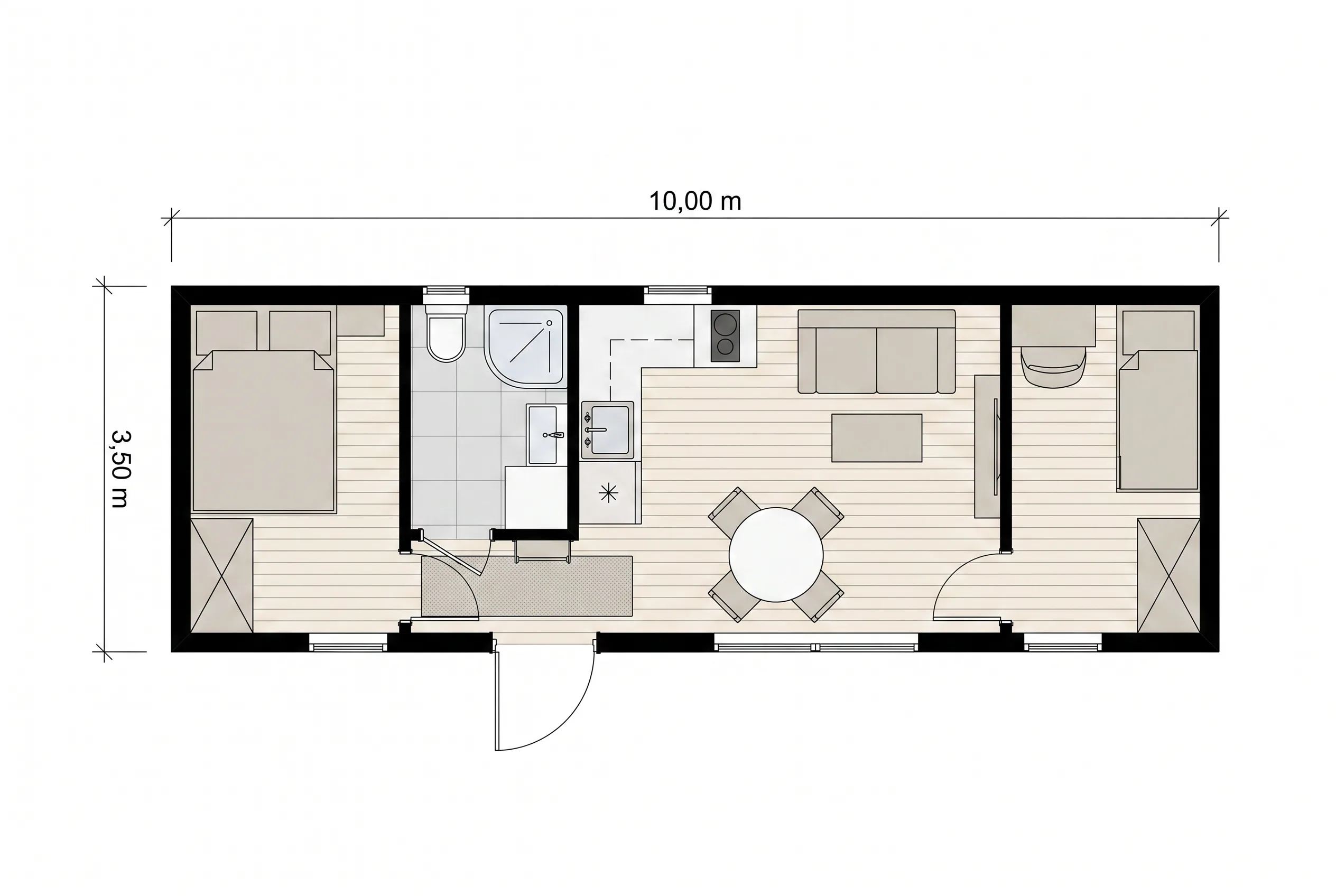 Rzut domu modułowego — Villa Aura